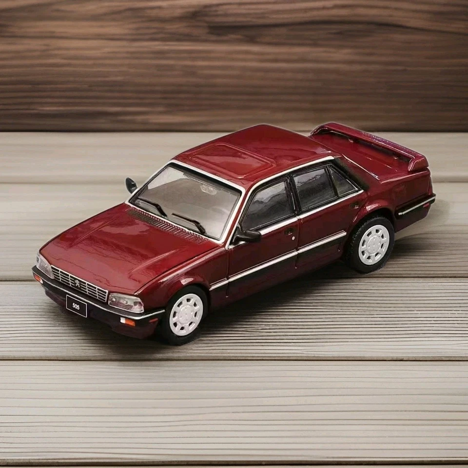 Coche modelo diecast Peugeot 505 sedán 1:64 - negro plata clásico vehículo de juguete regalo Foto 3 de 4