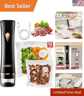 Compact Automatic Vacuum Sealer with 10 Bags - Ideal for Meal Prep & Travel