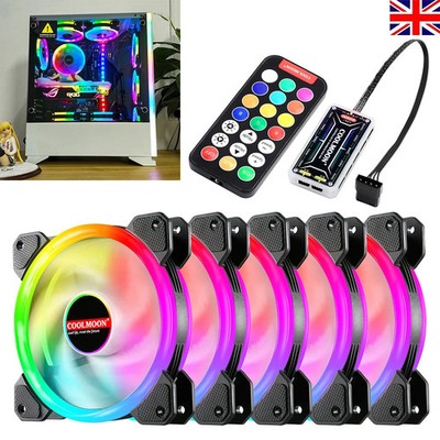 5 Pack Desktop RGB Fans PC 120mm LED Cooling Fans with Remote and ...