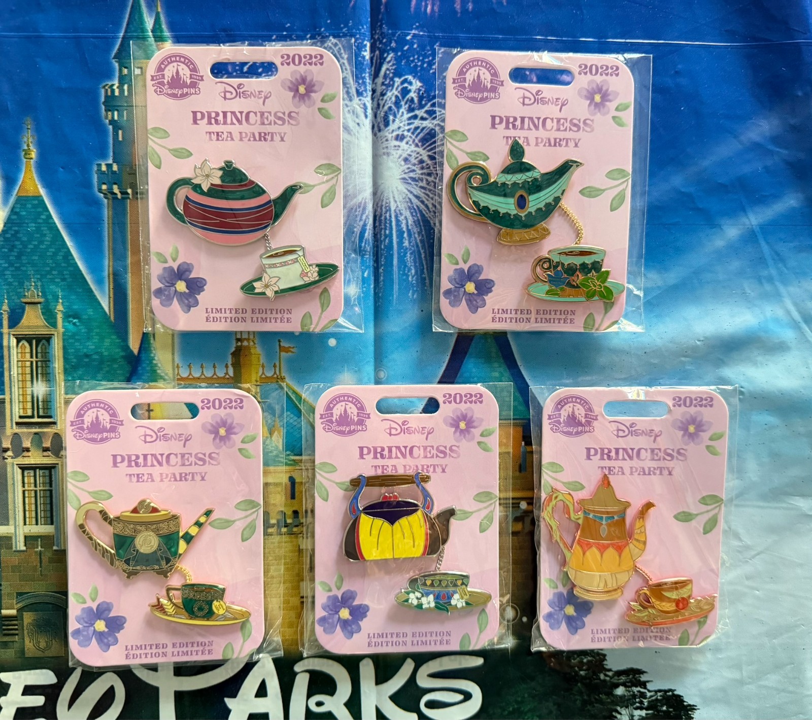 Disney Princess Tea Party Pins~Jasmine~Merida~Mulan~Pochahontas~SnowWhite U PICK