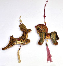 Woven Bamboo Reed Straw Christmas Ornaments w...