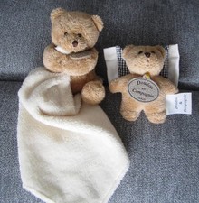 2 Doudou et Compagnie "Lovey" Teddy Bear Security Blanket Baby Plush  w/ Pillow