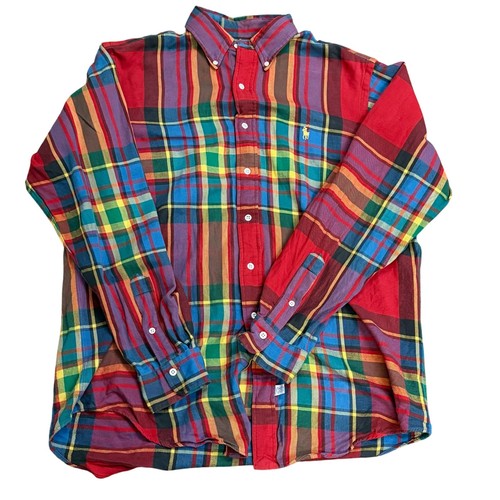 Polo Ralph Lauren Plaid Button Down Shirt Flannel Multi Color Large