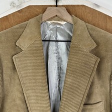 vtg Lands End Blazer Mens 44R Tan Solid Corduroy 2 Button 100 Cotton Jacket