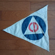 WWII Civil Defense Pennant Flag CD, Blue Logo