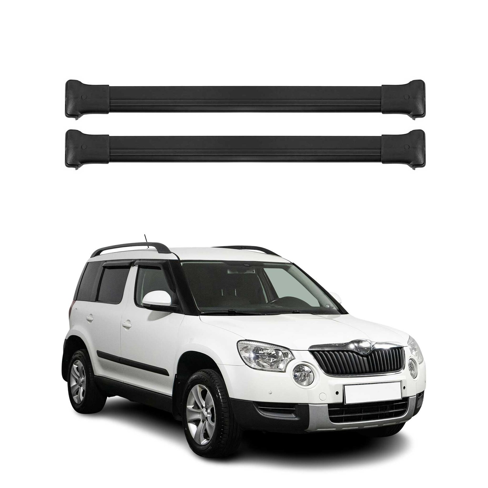 Barres de toit transversales Skoda Yeti 2009-2017 anti-sifflement en alu noir