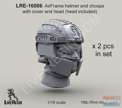 LVRLRE16006 1:16 LiveResin AirFrame Helmet and Choops with Cover and Head