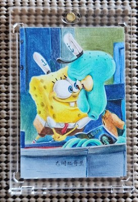 SPONGEBOB SQUAREPANTS Sketch Card (1/1) HAND DRAWN SQUIDWARD READING ART SP