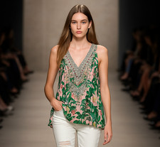 CZARINA LOVE IN PARADISE SILK VISCOSE CRYSTALS A LINE TOP M .