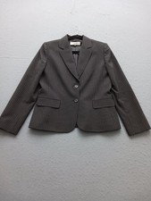 Tahari Women 8 Blazer Black Striped Polyester Button Front Professional Work