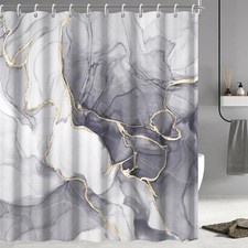 Grey Shower Curtain, Ombre Light Grey Marble Shower Curtain Set Modern Aesthe...