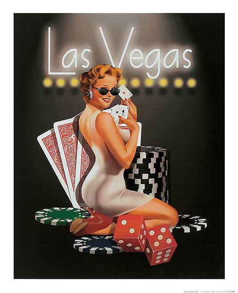 CASINO ART PRINT - LAS VEGAS by Ralph Burch Sexy Girl Poker