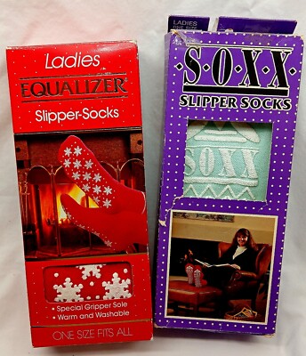  2-PAIR SOXX  1991 Vintage Traction Slipper Socks for Warmth & Comfort Winter