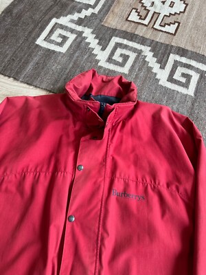 Burberry Vintage Men's Red Polycotton Outdoor Big Logo Sport
