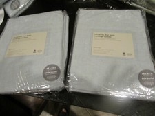 2 West Elm European linen melange unlined 48 84 drapes curtains silver mist New