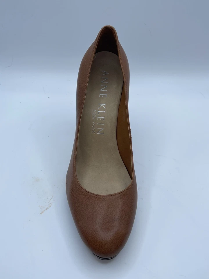 Zapatos de tacón de aguja Anne Klein New York de cuero marrón con plataforma de vestir de 6,5 m Foto 3 de 4