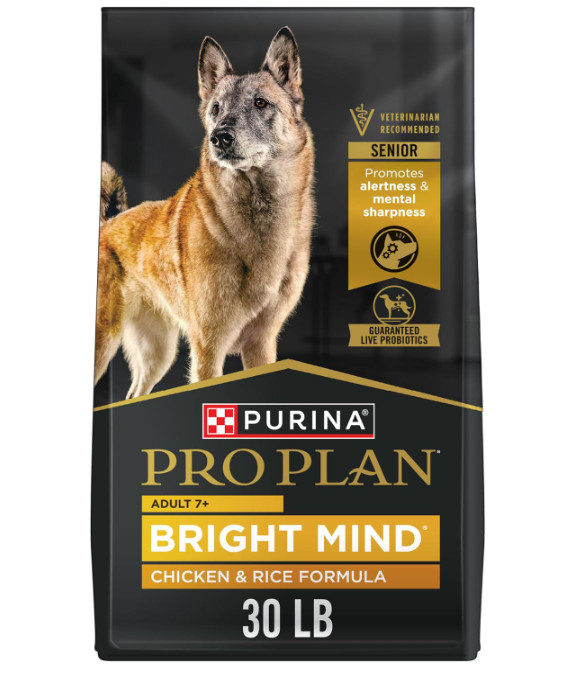 Purina Pro Plan Bright Mind Adult 7+ Chicken & Rice Formula Dry Dog Food, 30 lbs