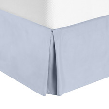 Hotel Luxury Pleated Tailored Bed Skirt - 14  Drop Dust Ruffle, Full - Iced Blue