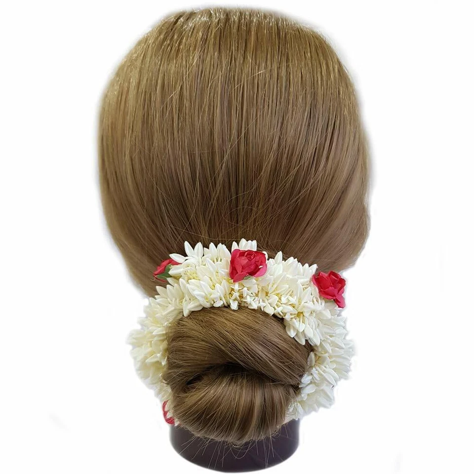 4 piezas. de accesorios para el cabello Mogra banda de goma artificial flor mogra y rosa gajra Foto 2 de 4