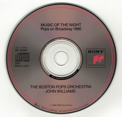 Music of the Night: Pops on Broadway 1990 - John Williams (CD disc) 1990