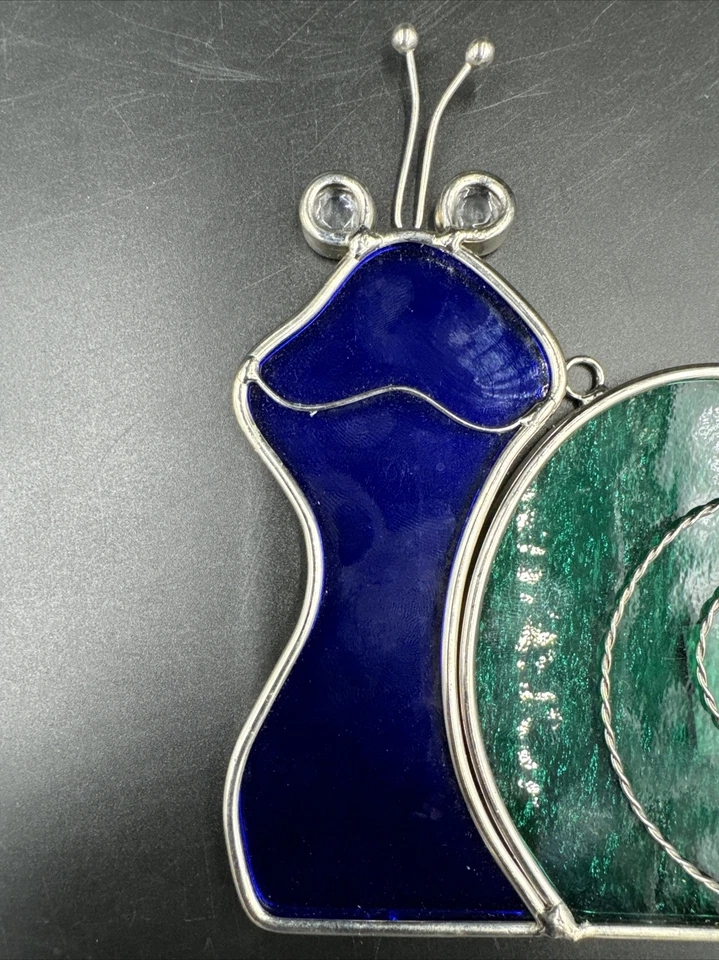 Винтажная стеклянная садовая улитка проволока ловец солнца зеленый и синий 5 дюймов x 6 дюймов - Изображение 2 из 4