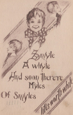 Life's Worth While Children Smiling Drawn Divided Back Vintage Post Card