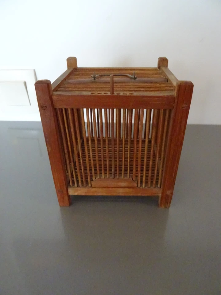 Ancienne Cage a Grillons en bois exotique Asie Art Populaire - Photo 3/4