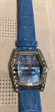 new blue band band burgi womans quartz watch with swarovski crystals free ship