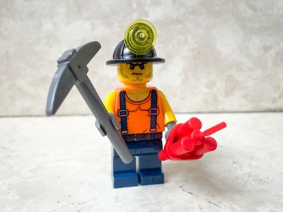 LEGO Town City MINATORE Miniera Carbone Dinamite Piccone Minifigure NUOVA