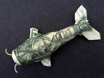 Dollar Origami KOI FISH Made with REAL MONEY Handmade Animal Cash Gift