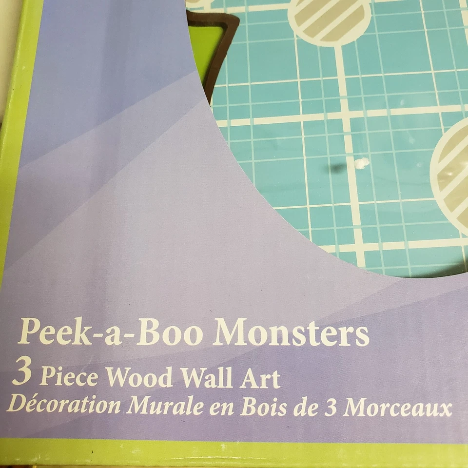 CoCaLo Peekaboo Monsters 3 peças madeira arte de parede quarto de bebê decoração de parede quarto infantil - Imagem 2 de 4