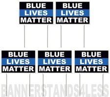 8x12 Inch BLUE LIVES MATTER Yard Sign with Stake kb - 5 PACK