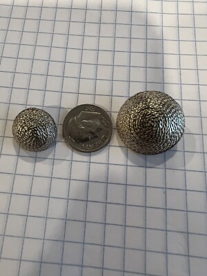 Vintage Dome Shaped Spiral Chain Silver Metal Button,Sparkling One Big One Small