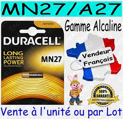 Piles LR27A MN27 A27 DURACELL - Vente aussi : CR2032 CR2025 CR2016 CR2430 CR2450