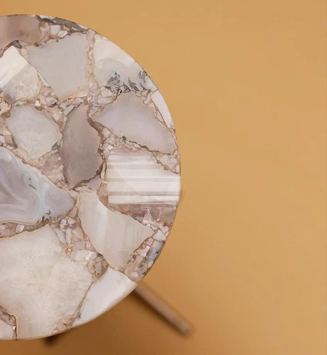 Grey Agate Stone Drink Table, Side Marble Table, End Table For Home Decor - Picture 3 of 5