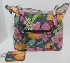 Vera Bradley Jazzy Blooms Tote Beach Bag & Wallet 2 Pc Set Bright Floral Retired