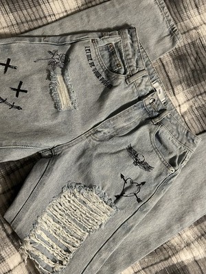 Edgy Graphic Print Adika High Waisted Mom Jeans Size XSmall