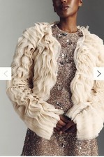 NWT NIP Anthropologie Tulle Ruffled Bolero Jacket Shrug Champagne Gold OS