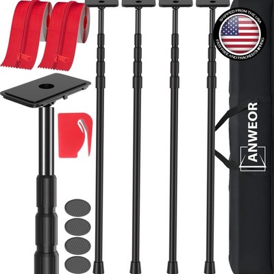 Spring Loaded Dust Barrier System 4x 12ft Poles 12FT Dust Barrier Poles 4 Pack