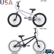 20 Inch BMX Bike Kids Unisex Lightweight Steel Frame Dual Hand Brakes Front Pegs