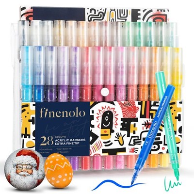 28 Colors Fine Tip Acrylic Paint Markers, Quick Dry Permanent Paint Pens for ...
