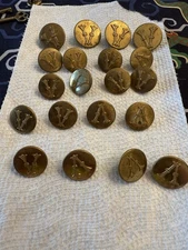 4 Large & Smaller Superior Quality Brass Buttons - England “V”