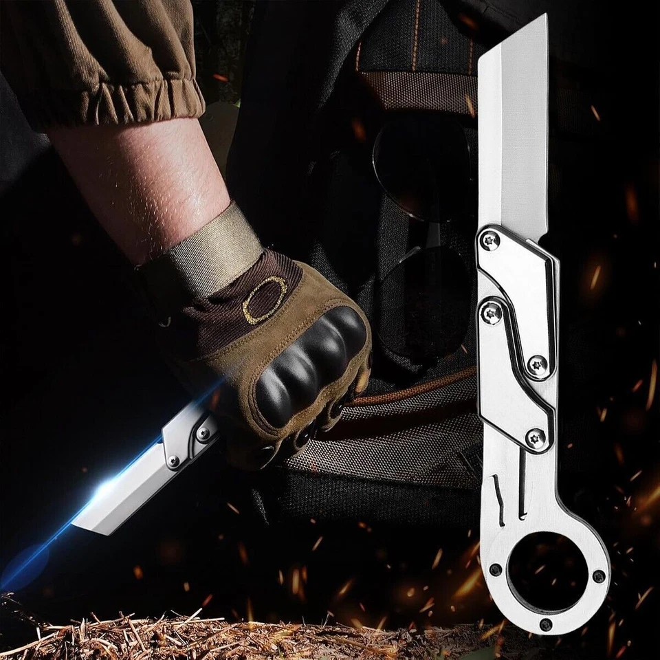 Cuchillo Plegable Mecánico Táctico Completo de Acero 7 Pulgadas | Herramienta de Alivio de Estrés Exterior Foto 4 de 4