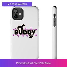 Custom Pitbull Pit Bull Paw Print Heartbeat Phone Case Personalized Pet Name