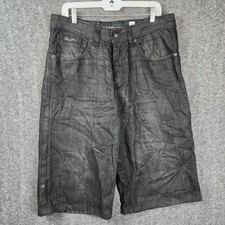 Rocawear Denim Shorts Mens 34 Black Baggy Y2K Streetwear Hip Hop 10-683-O