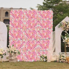4 PCs Pink 3D Flower Wall Decor Wedding Party Backdrop Silk Flowers Wall Panel