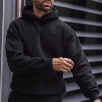 Autumn Winter Men's Hooded Sweatshirt Brand Solid Color Top Hoodie Streetwear