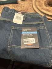 Dickies men's relaxed fit carpenter denim jeans in a stonewashed blue color