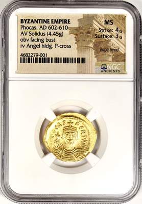 Gold AV Solidus Phocas Byzantine Empire AD 602-610 Certified NGC