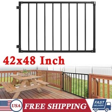 Deck Fence Gate 42''H x 48''W Metal Gate Entry Way Steel Door w/ Hinges Latch